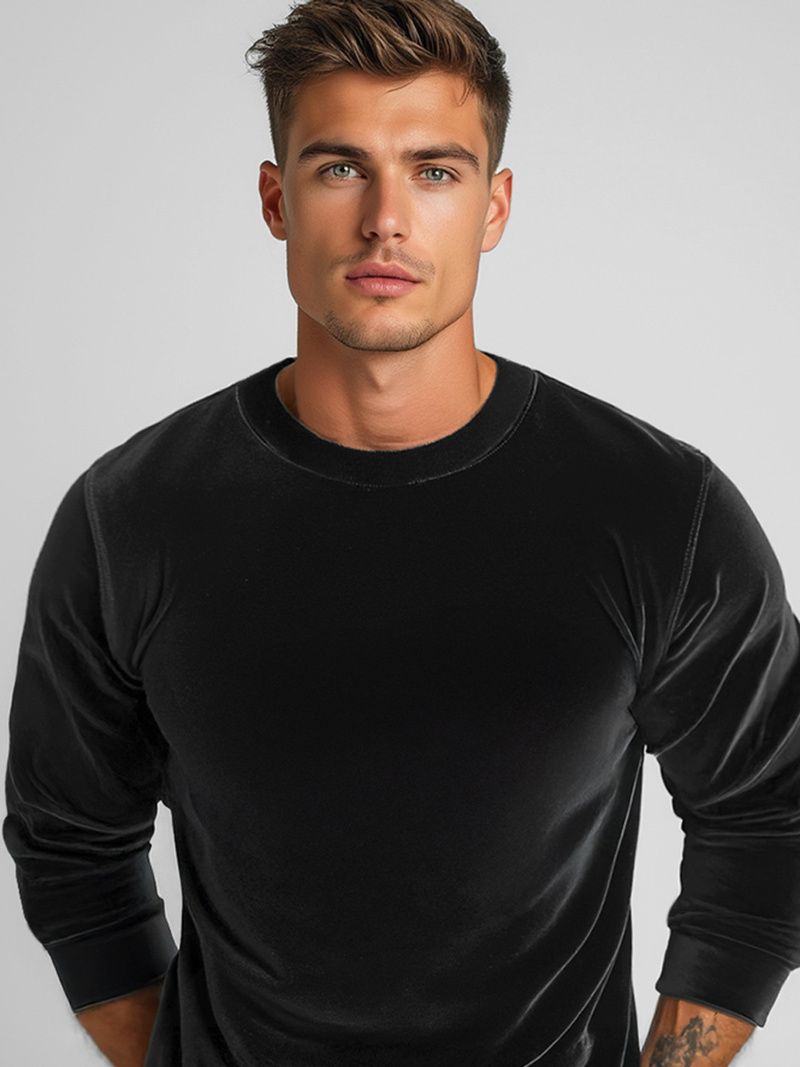 Sudadera velour de hombre negra OZONEE JS/8B1166/3