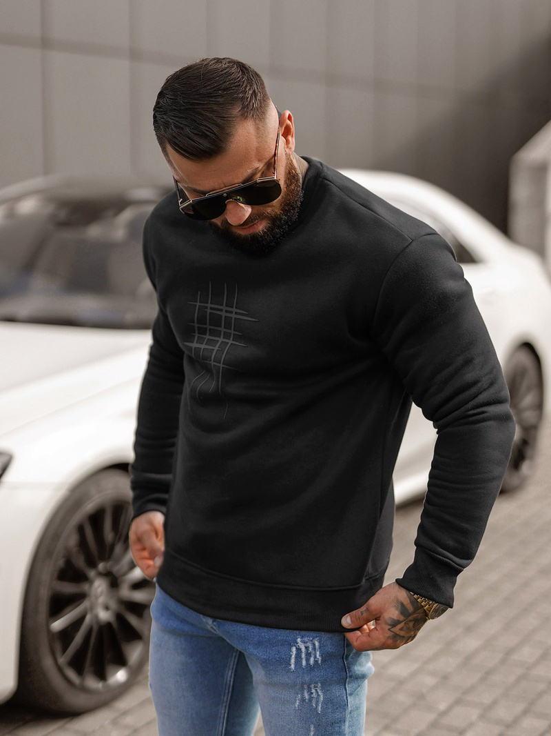 Sudadera de hombre negra OZONEE JS/8B1361/3