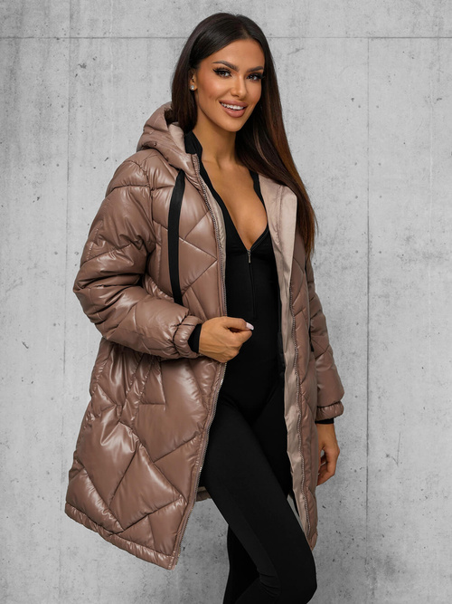 Chaqueta de mujer camel OZONEE JS/5M3189/84Z