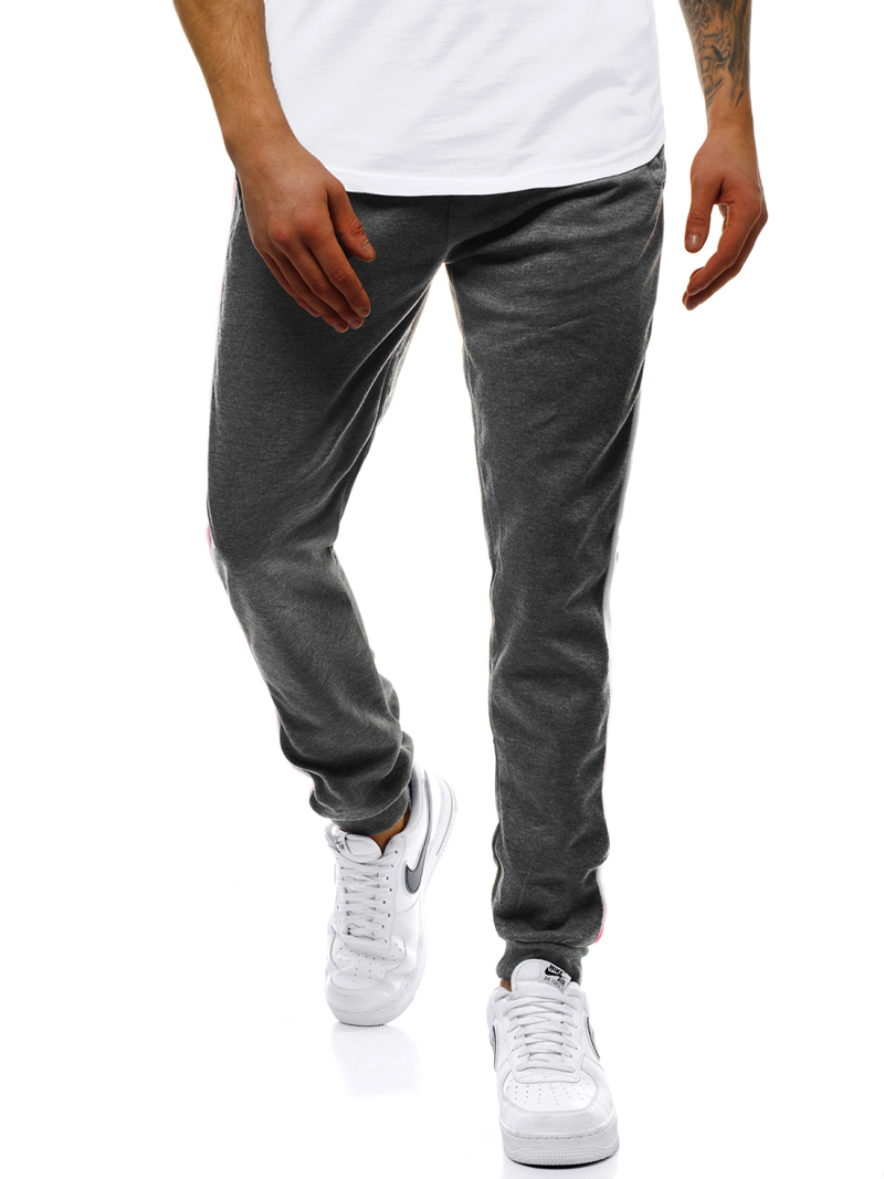Pantalón de chándal de hombre grafito blanco OZONEE JS/JZ11006