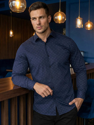 Camisa de hombre azul marino OZONEE V/V181Z