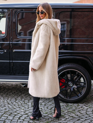 Chaqueta de invierno de piel para mujer beige OZONEE JS/11Z8250