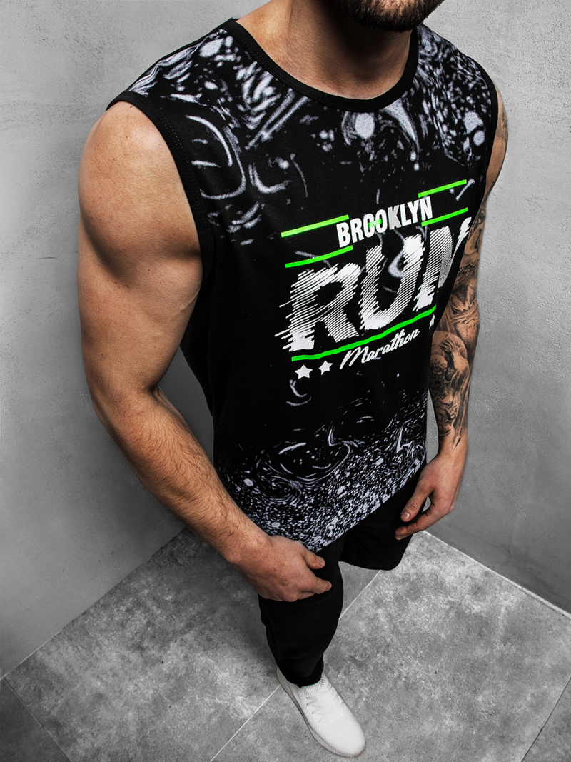 Camiseta sin mangas de hombre negra OZONEE JS/KS2075Z