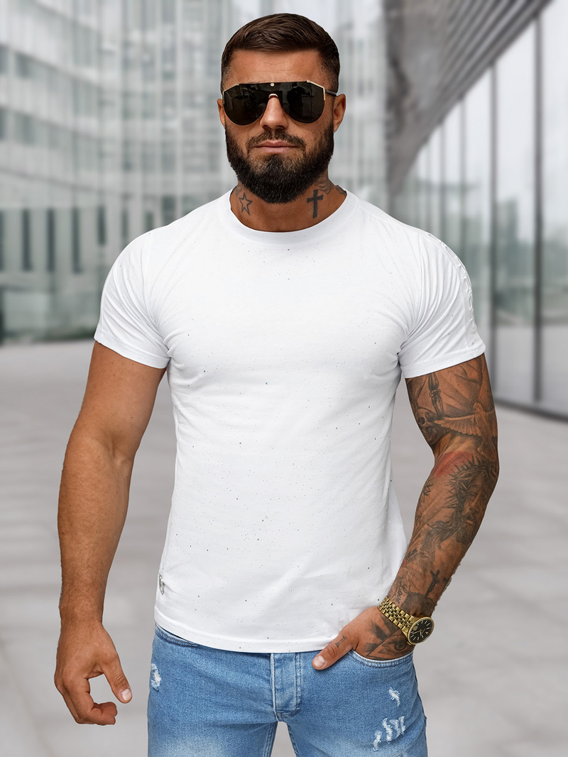 Camiseta de hombre blanco OZONEE O/QQ1388
