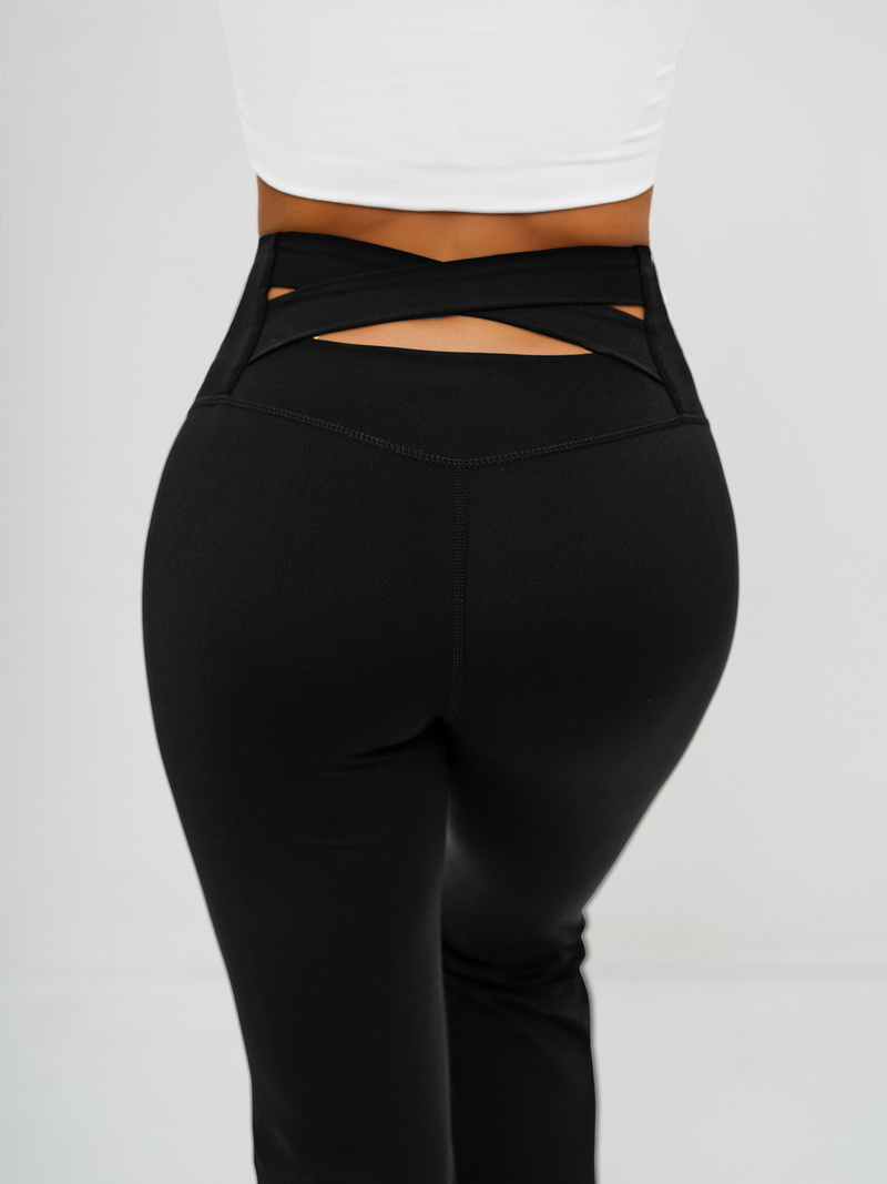 Leggings para mujer con piernas anchas negras OZONEE JS/17K587/3