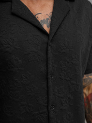 Camisa de hombre con manga corta negra OZONEE O/B2258