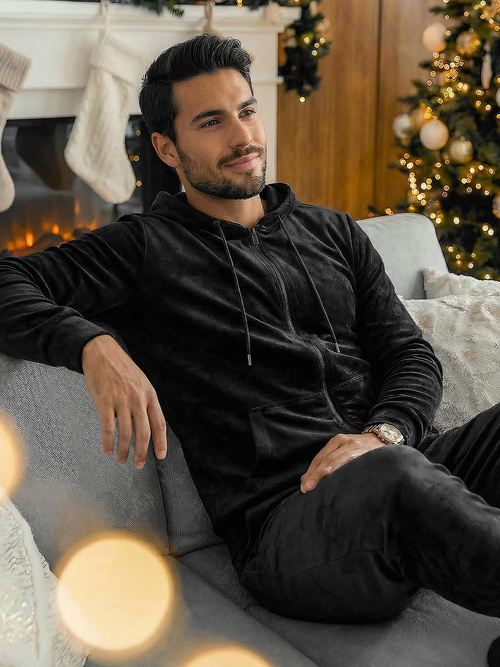 Chándal velour de hombre negro OZONEE JS/8C1169/3Z