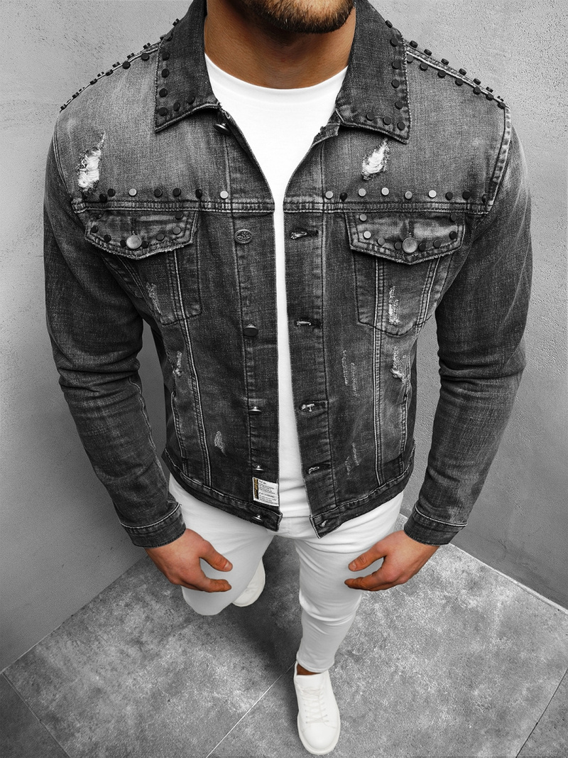 Chaqueta vaquera de hombre negra OZONEE NB/MJ504N
