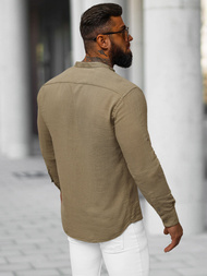 Camisa de hombre beige oscuro OZONEE O/V112