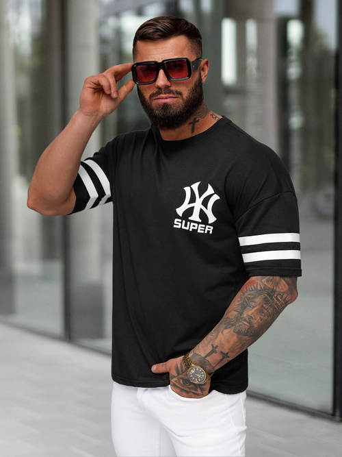 Camiseta de hombre negra OZONEE JS/8B1372/3