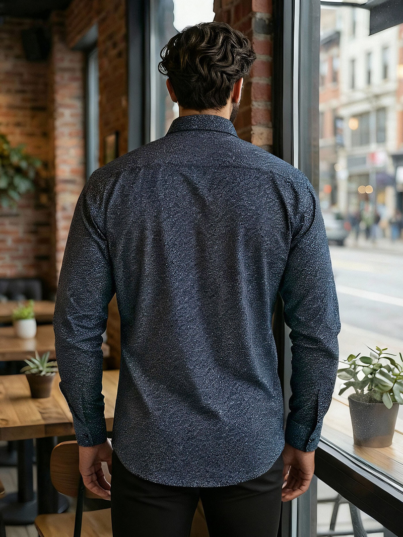 Camisa de hombre azul marino OZONEE V/V186Z