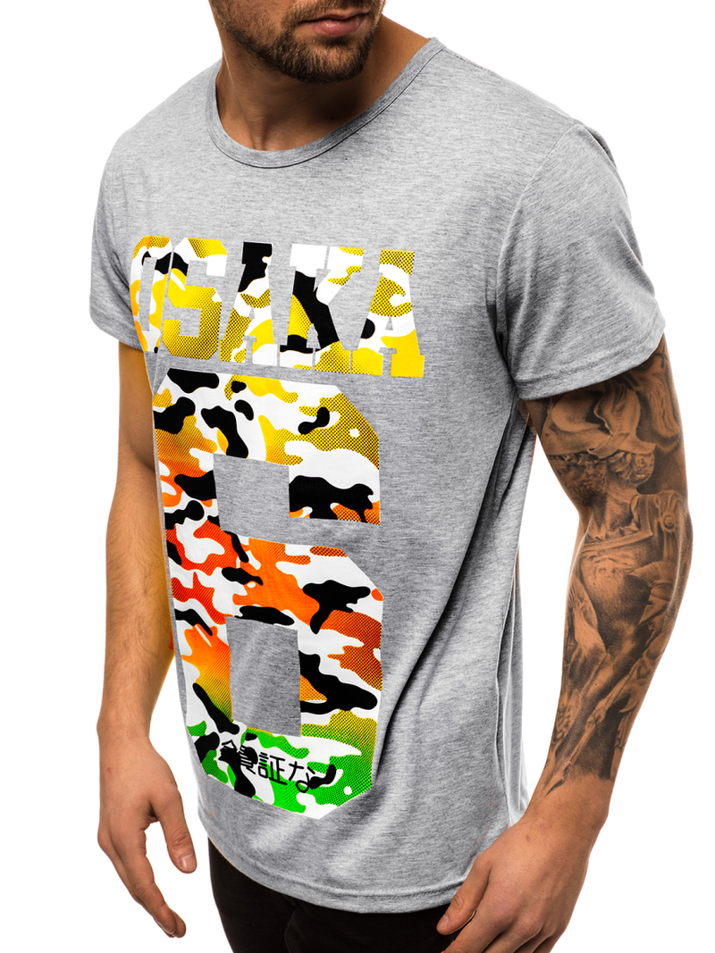 Camiseta de hombre gris OZONEE JS/KS1958