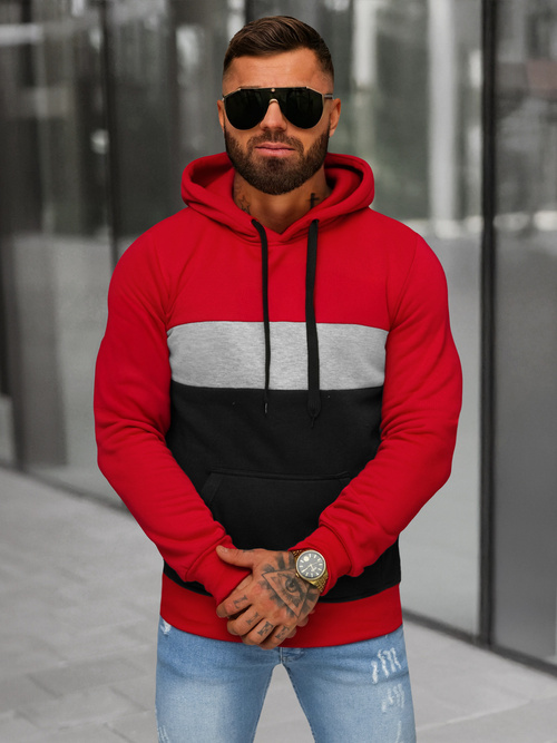 Sudadera de hombre roja OZONEE JS/8B1320/18