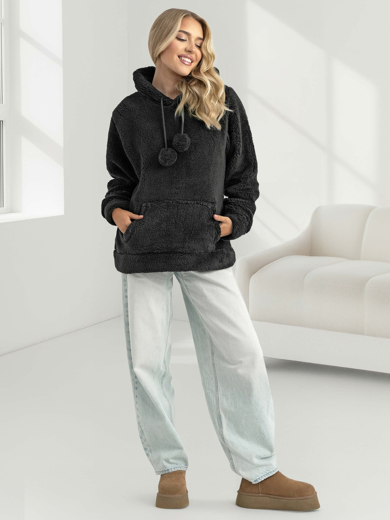 Sudadera de mujer negra OZONEE JS/HH192/3