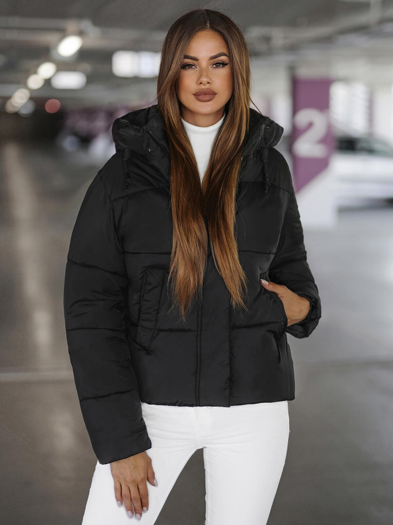 Chaqueta de mujer negra OZONEE JS/16M9188/392Z