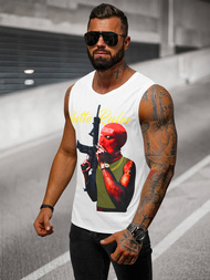 Camiseta sin mangas de hombre blanca OZONEE O/T107/1