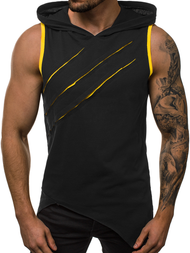 Camiseta sin mangas de hombre negro-amarillo OZONEE O/1254Z