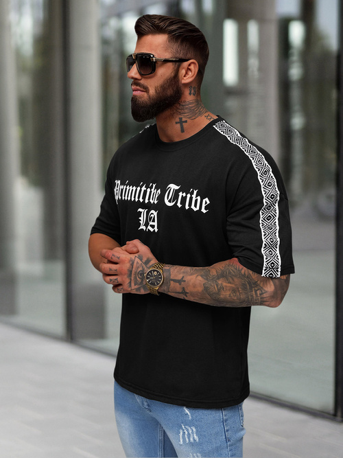 Camiseta de hombre negra OZONEE JS/8B1380/3