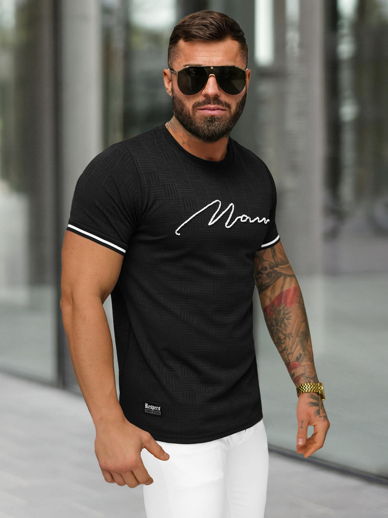 Camiseta de hombre negra OZONEE O/QS11628