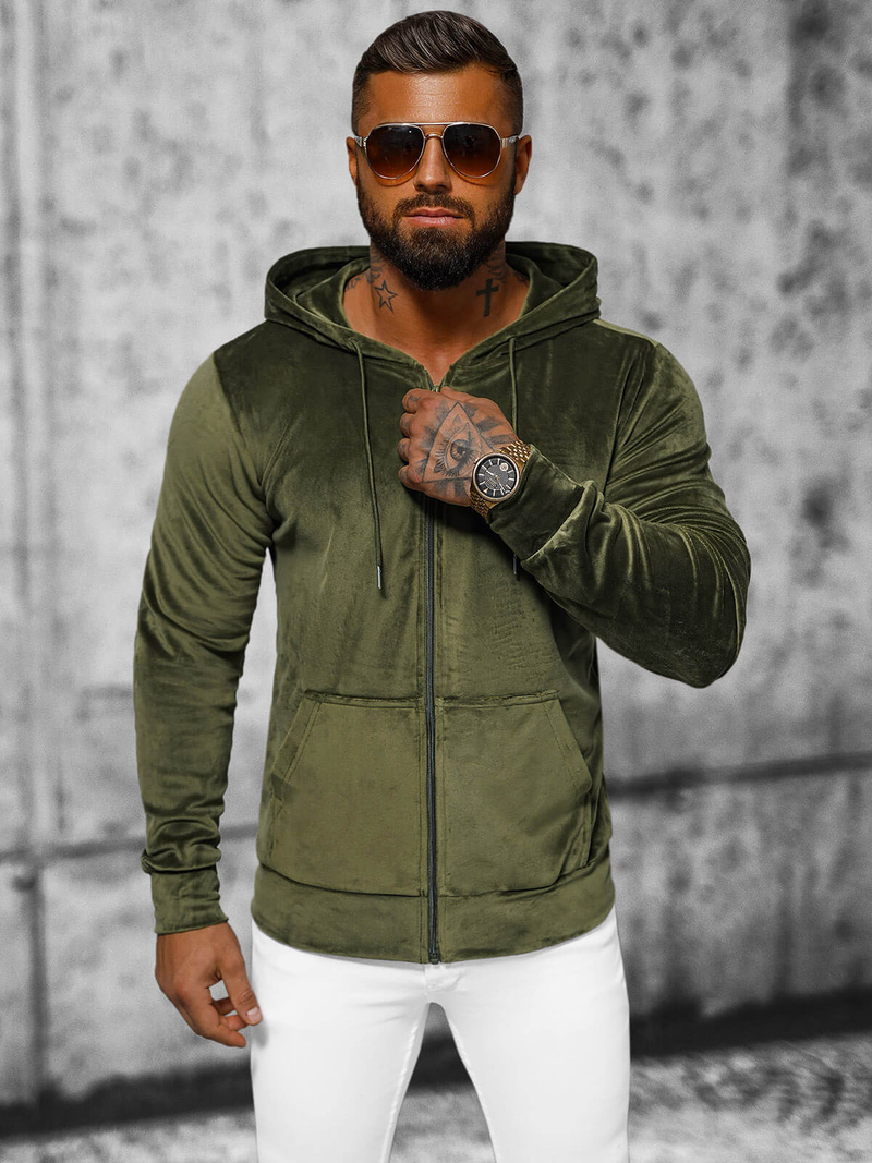Sudadera velour de hombre caqui OZONEE JS/8B1168/29