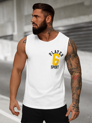 Camiseta sin mangas de hombre blanca OZONEE JS/8B1717/1Z