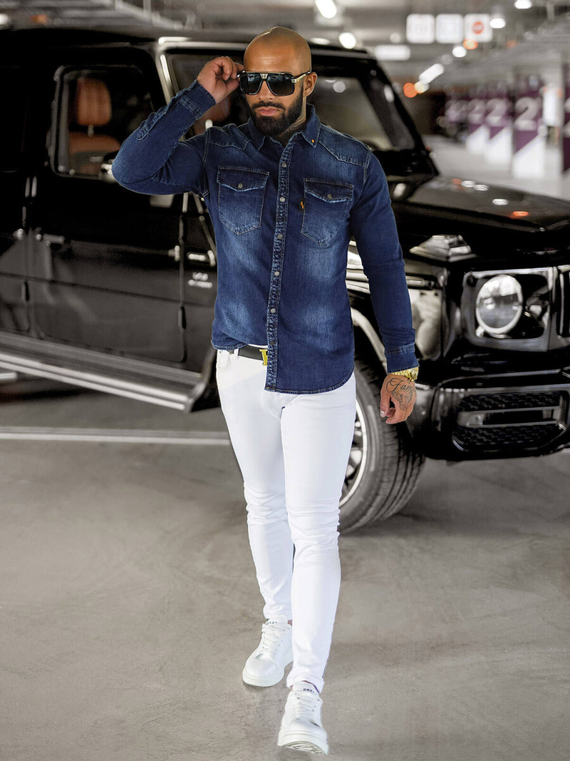 Camisa vaquera de hombre azul OZONEE O/51410