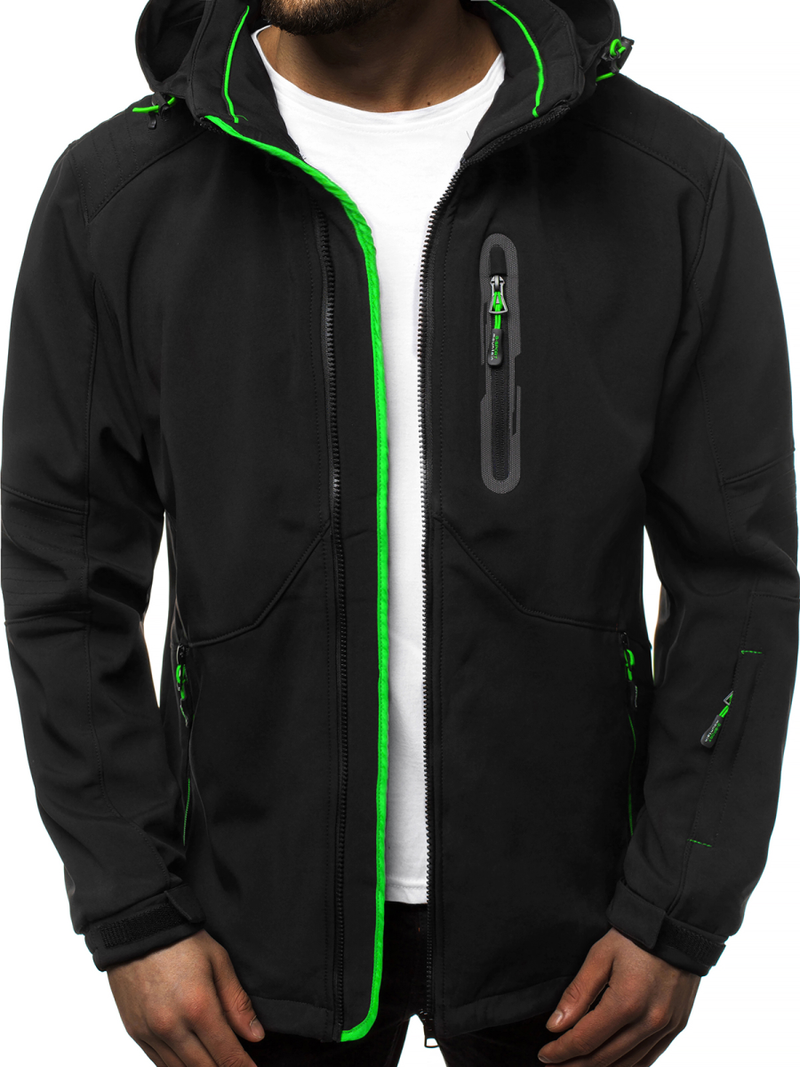Chaqueta de hombre negro-verde OZONEE GE/12263