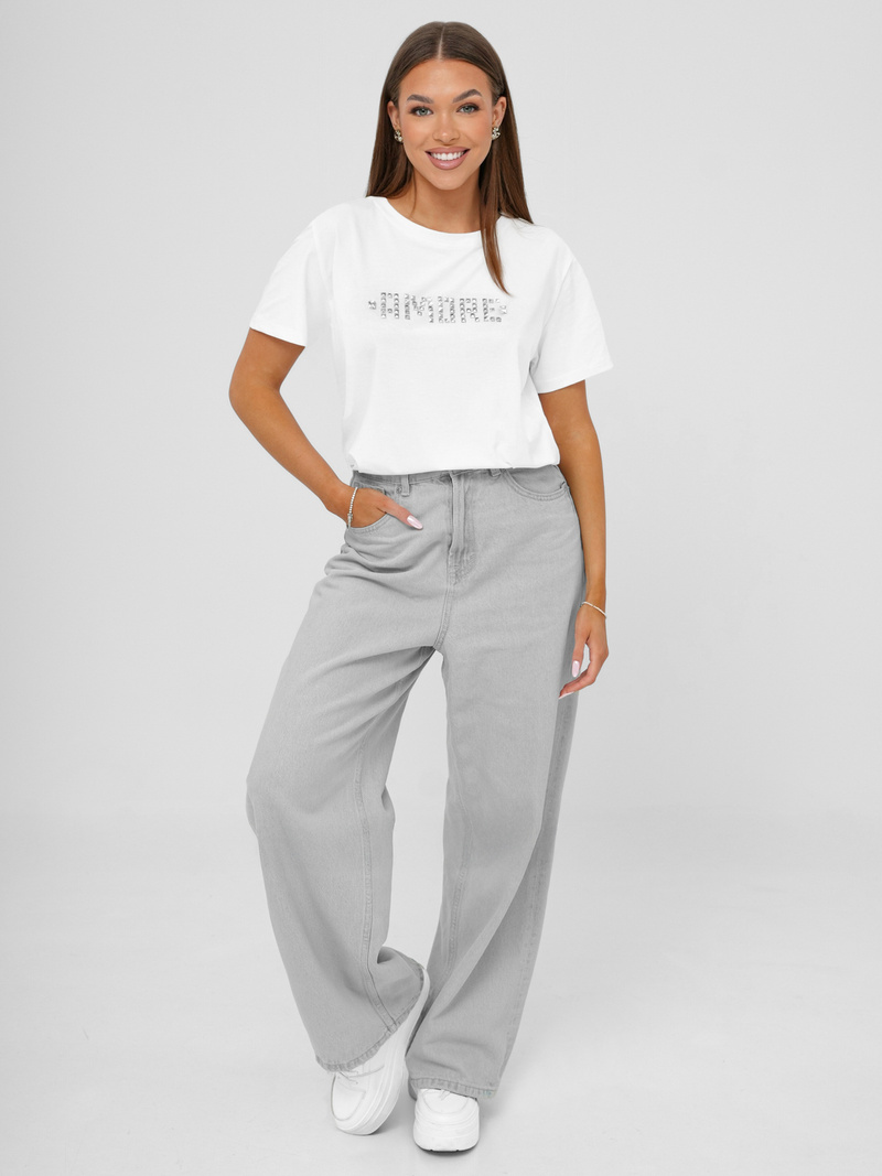 Camiseta de mujer blanco-plata OZONEE JS/YJ77716