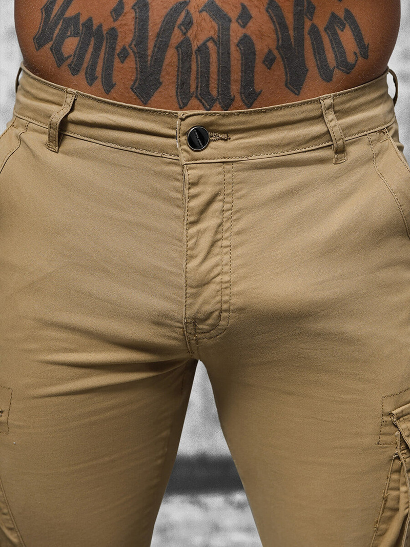 Pantalón chino jogger de hombre beige OZONEE NB/MP0202K