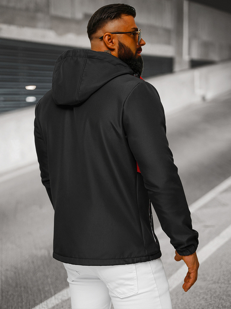 Chaqueta softshell de hombre negra-roja OZONEE JS/HH022/1C