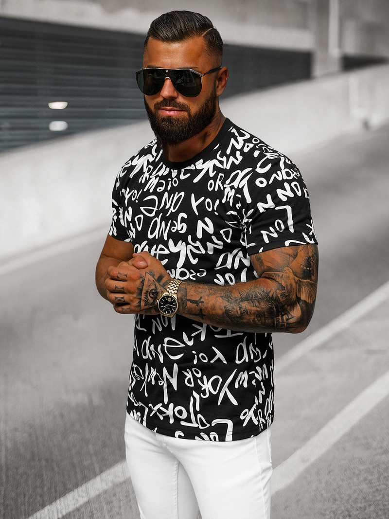 Camiseta de hombre negra OZONEE O/T1268/3