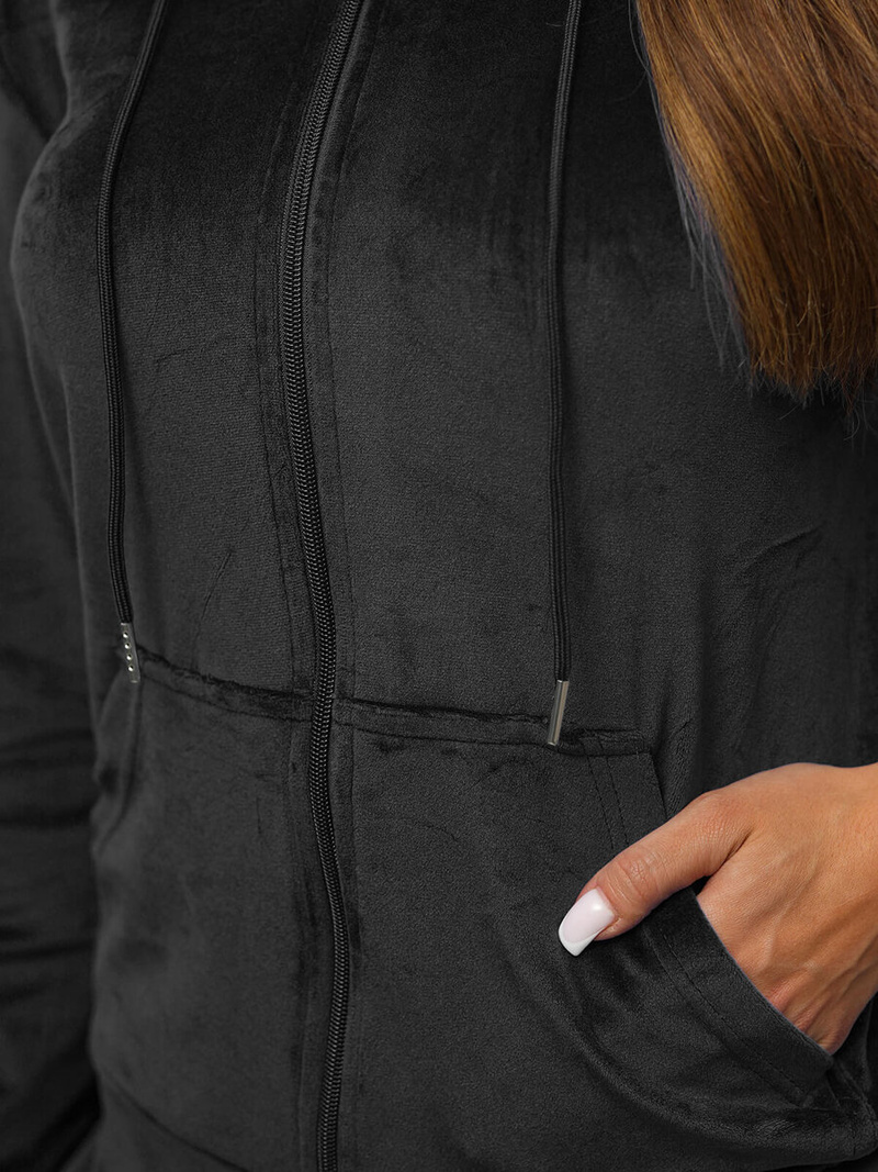 Chándal velour de mujer de negro OZONEE JS/8C1176/3Z
