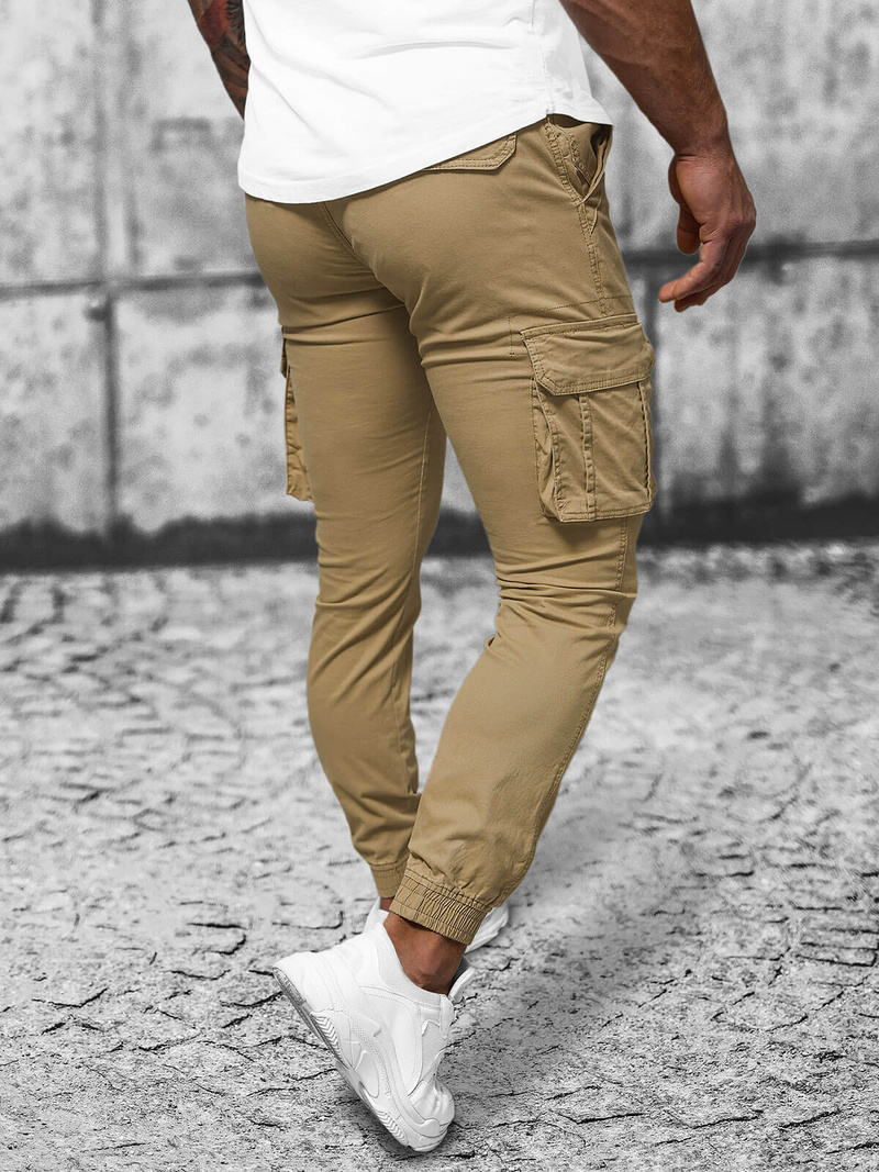Pantalón chino jogger de hombre beige OZONEE NB/MP0202K