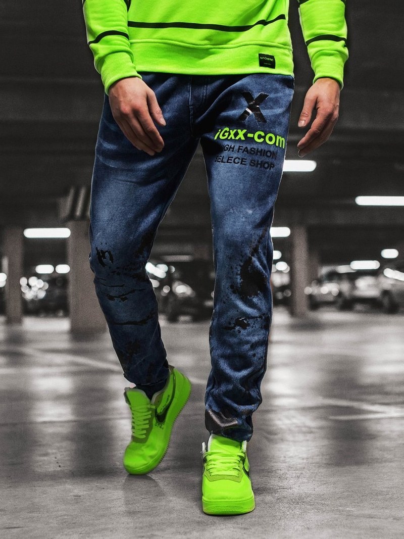 Vaqueros jogger de hombre azul OZONEE JS/KK1061