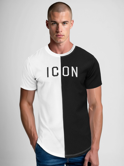 Camiseta de hombre blanco-negro OZONEE O/7776T