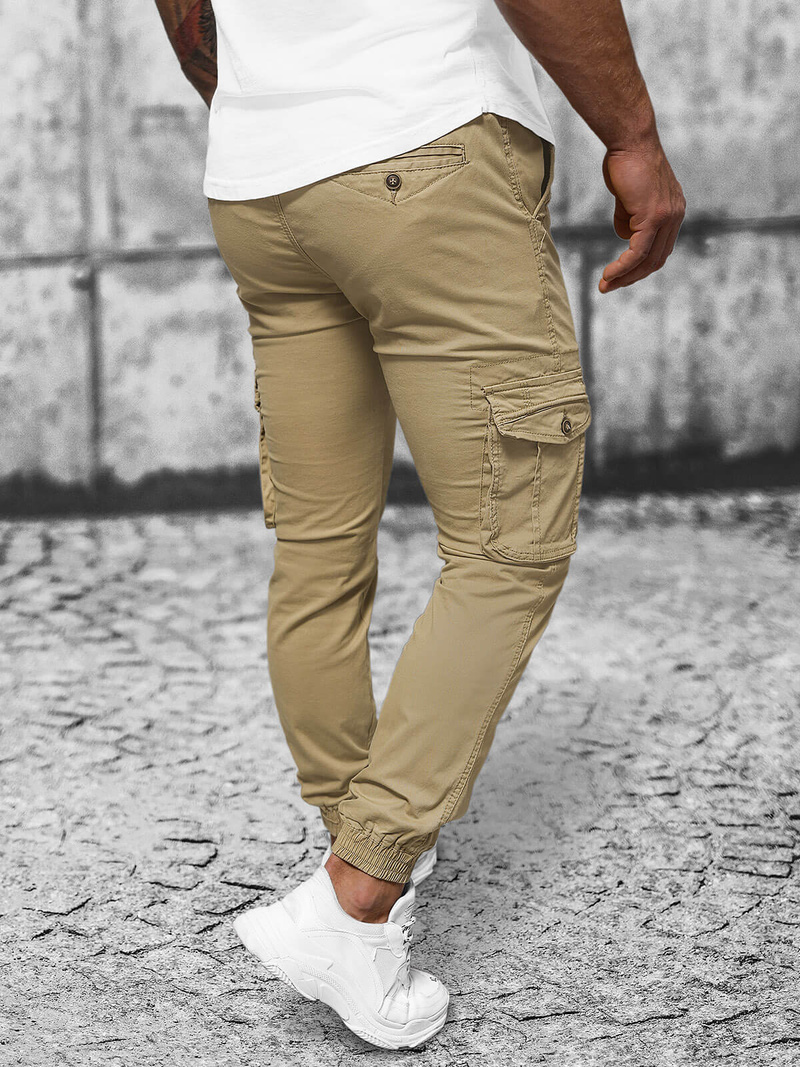 Pantalón chino jogger de hombre beige OZONEE NB/MP0201K