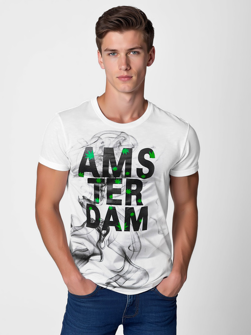 Camiseta de hombre blanca OZONEE O/T128/1Z