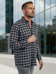 Camisa de hombre azul marino OZONEE V/V173