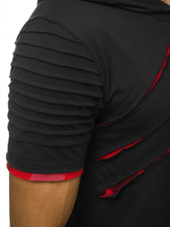 Camiseta de hombre negro-roja OZONEE O/1187XZ