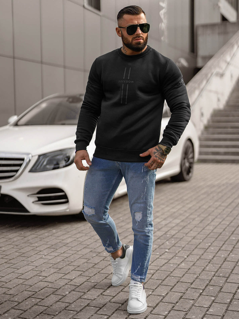 Sudadera de hombre negra OZONEE JS/8B1358/3