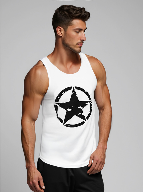 Camiseta sin mangas de hombre blanca OZONEE JS/8B1706/1