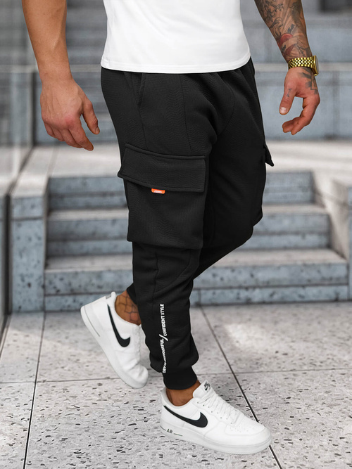 Pantalón de chándal de hombre negro-naranja OZONEE O/FF5026
