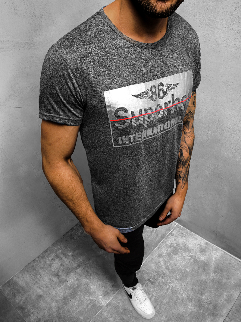 Camiseta de hombre negra OZONEE JS/KS2056Z