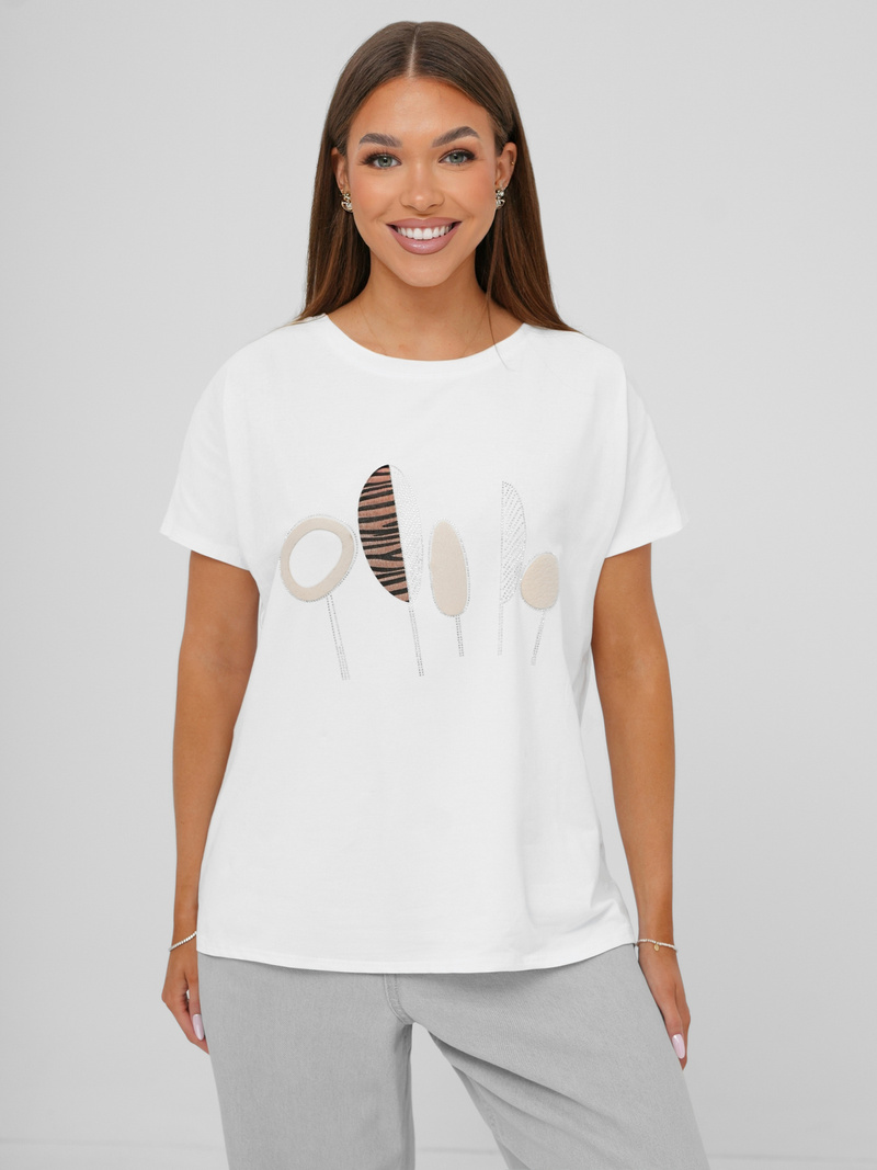 Camiseta de mujer blanco OZONEE JS/95T2566/1