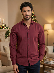 Camisa de hombre burdeos OZONEE V/V182Z