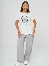 Camiseta de mujer blanco-negra OZONEE DJ77806