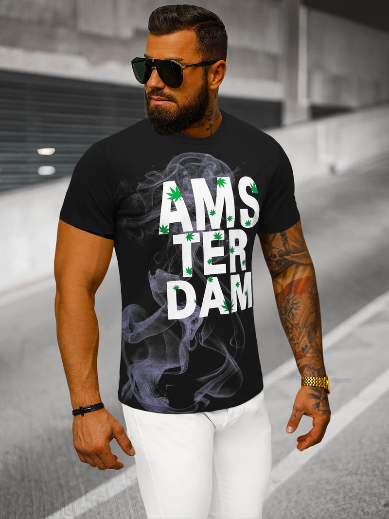 Camiseta de hombre negra OZONEE O/T128/3