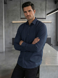 Camisa de hombre azul marino OZONEE V/V188Z