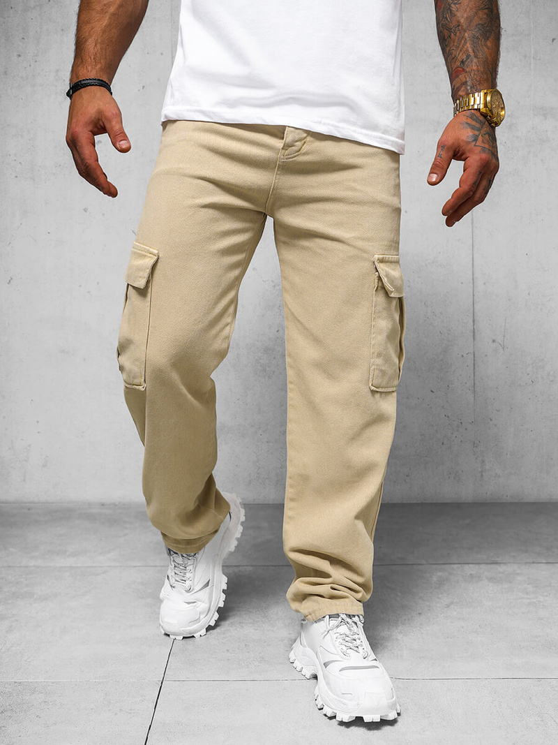 Pantalón de hombre beige OZONEE DO/4001