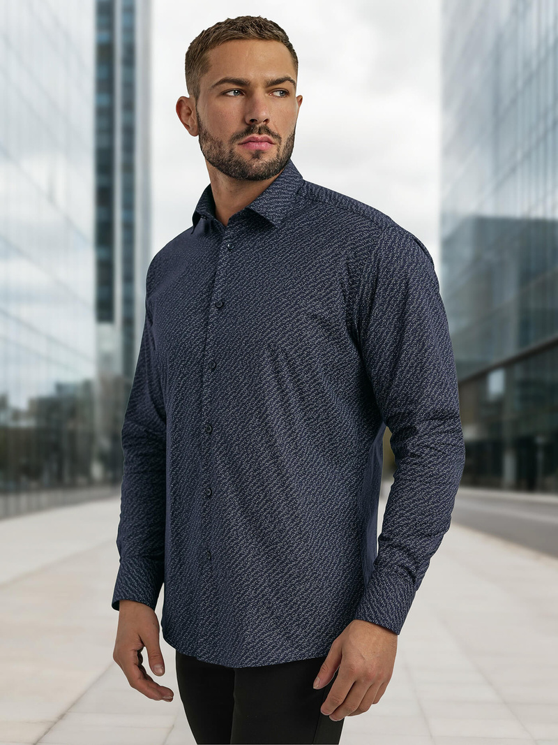 Camisa de hombre azul marino OZONEE V/V186